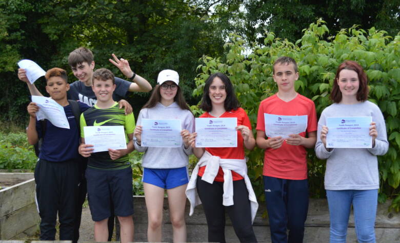 a group of seven youth rangers after a day of litter picking